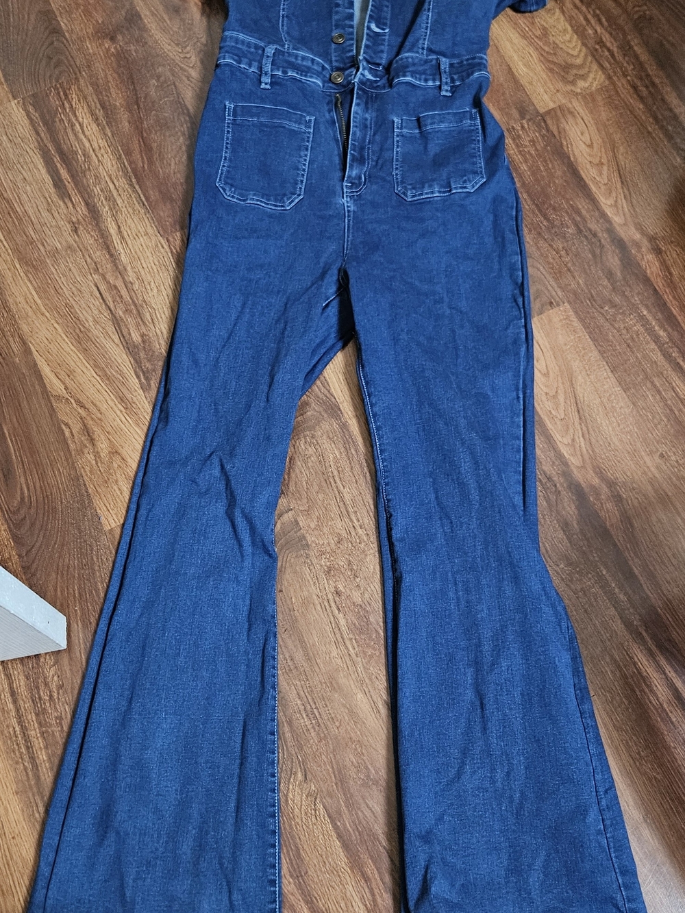 Windsor Dark Blue Denim Short Sleeve Overalls Jumpsuit - Picture 2 of 8